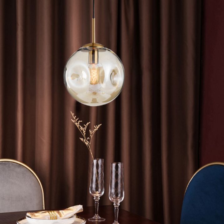 Creative Concave Design Globe Hanging Light 1-Light Nordic minimalisme Transparency Glass Suspension Lampe