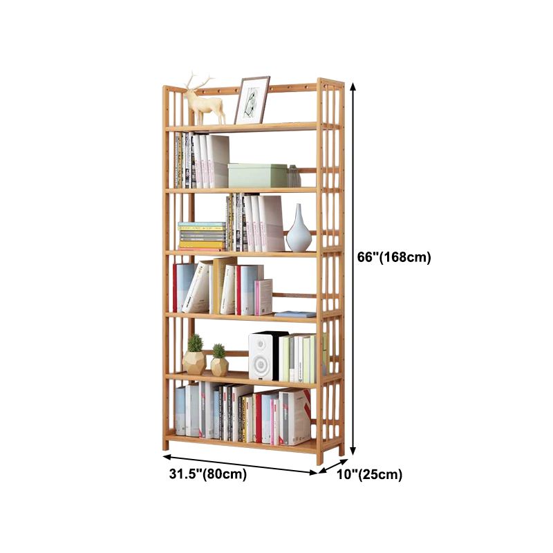 Manufactured Wood Etagere Bookshelf Natural Modern Open Bookcase for Classroom