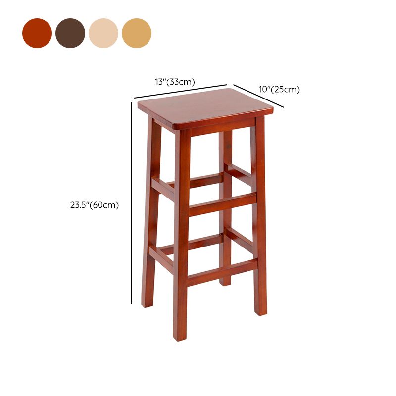 Solid Wood Bar Stool Backless Footrest Counter Stool for Home Use