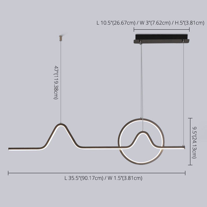 Modern Minimalist Style Linear Island Light Fixture Metal Pendant Light