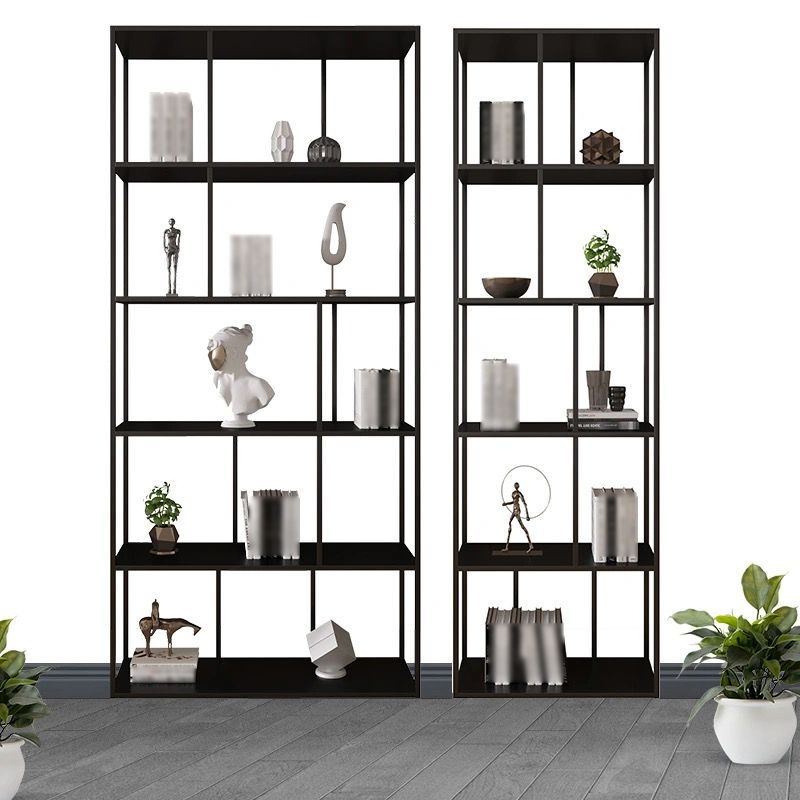 Modern Style Metal Bookshelf Open Shelf Bookcase for Study Room