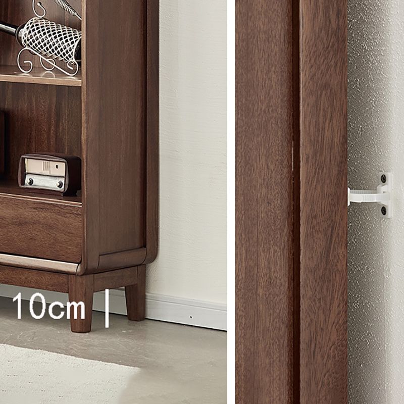 Modern Style Closed Back Bookshelf Standard Solid Wood Bookcase with Drawers