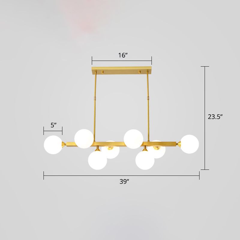 Opaline Glass Molecular Island Lighting Postmodern Style Suspension Light for Dining Room