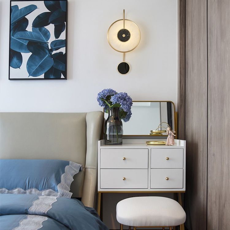 Contemporary Gold Marble Wall Mounted Lighting 1-Light Wall Sconce for Living Room