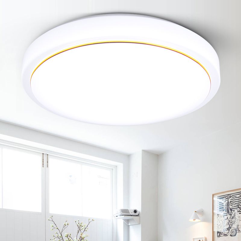 Goud/Zilver Drum Plafondinbouw Eenvoudige Metalen LED Inbouwlamp met Acryl Schaduw voor Gang in Warm/Wit, 7,5"/9"/12" Dia