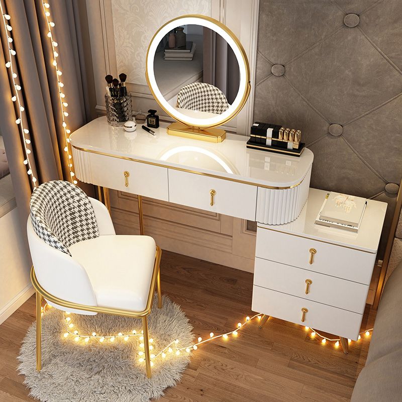 Wooden Makeup Counter Adjustable Mirror Vanity Dressing Table with Drawer