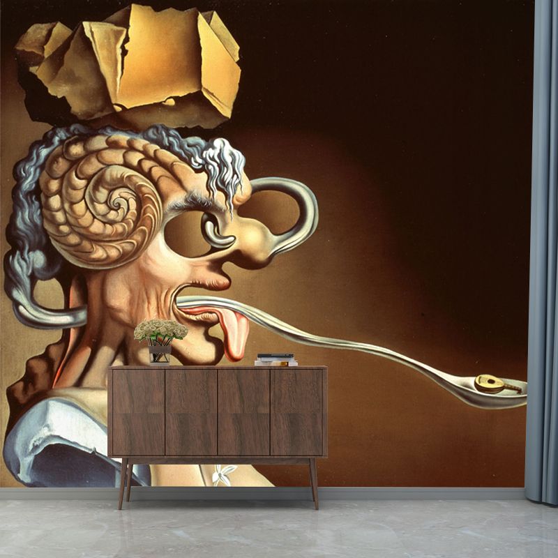 Surreal Portrait of Picasso Mural Decal Brown Bedroom Wall Decor, Made to Measure