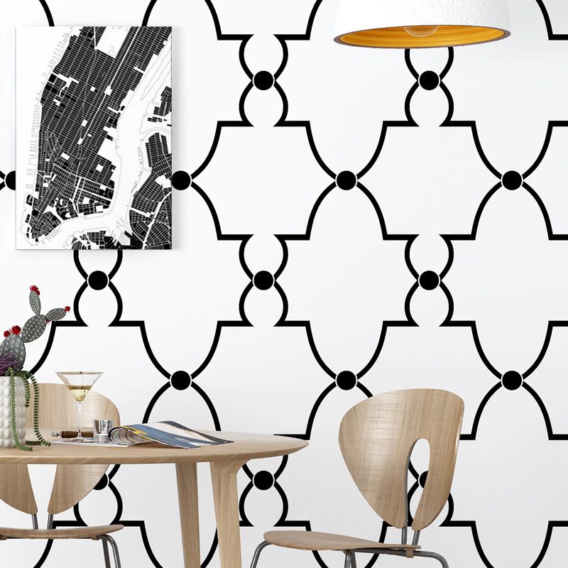 Geometries and Harlequin PVC Wallpaper in Black and White Decorative Non-Pasted Wall Covering