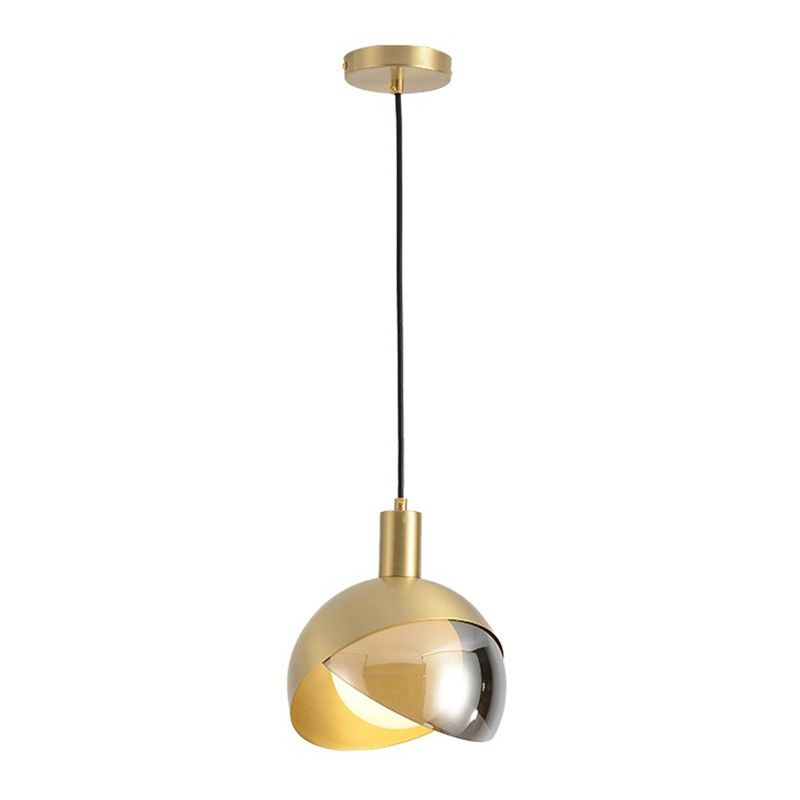 Globe Hanging Ceiling Light Minimalist Metal Bedroom Down Lighting Pendant in Gold