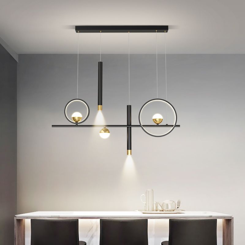 Idee per illuminazione dell'isola a led in metallo moderno lampada lampadario lineare per sala da pranzo