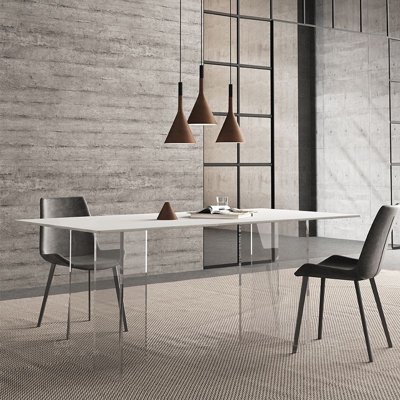 Modern White Stone Top Table Rectangle Dining Table for Kitchen Use