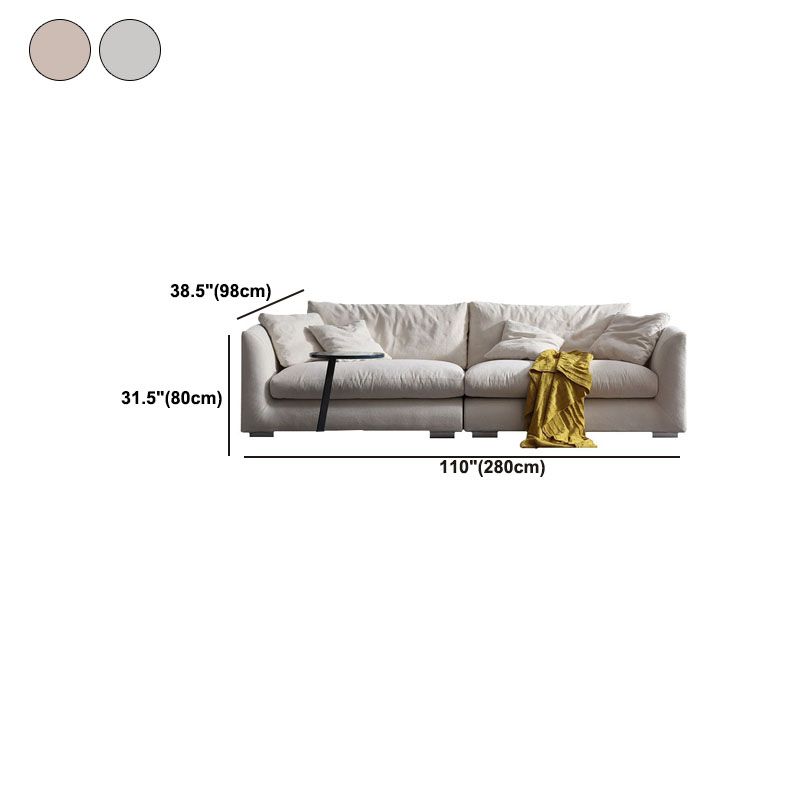 Modern 4-seater Fabric Sofa Flared Arm Sofa with Bolster Pillows