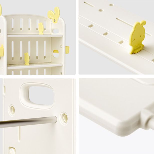 Modern Plastic Standard Bookcase Closed Back Standard Kids Bookcase with 4 Wheels