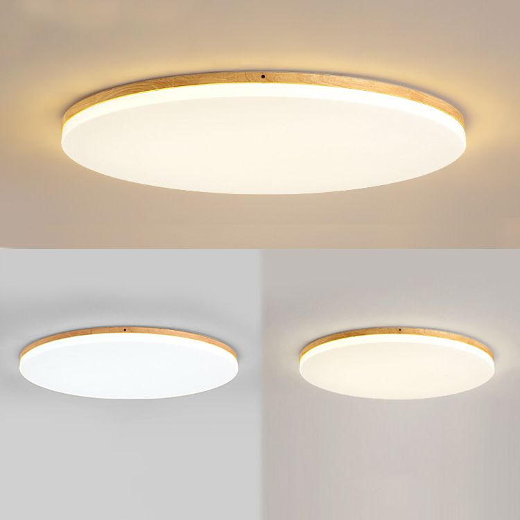 Geometry Shape LED Ceiling Lamp Modern Wooden 1 Light Flush Mount for Living Room