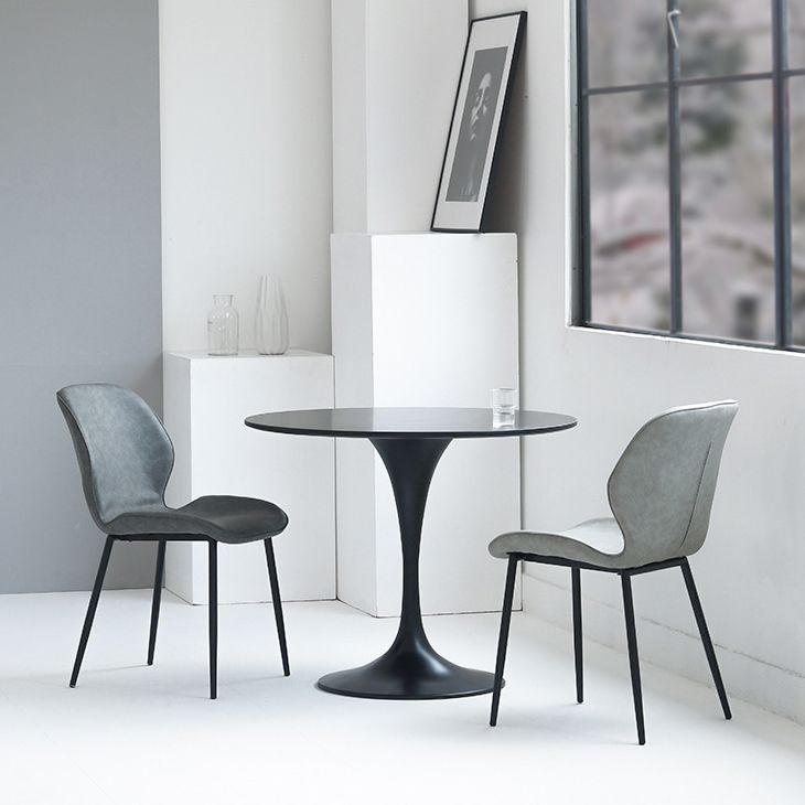 Silla de comedor de cocina de estilo moderno, sillas laterales sin brazos con respaldo de alas, de metal