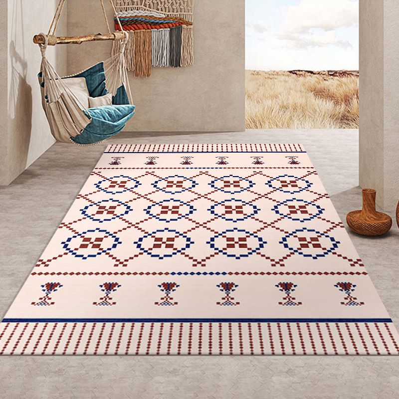 Mid-Century Geometry Pattern Rug Polyester Carpet Stain Resistant Area Rug for Home Decoration