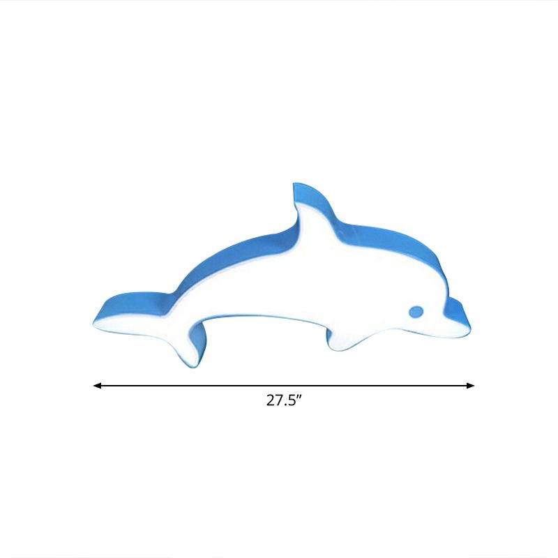 Dolphin Swimming Pool Ceiling Mount Light Metal Childrens LED Flush Light in Blue