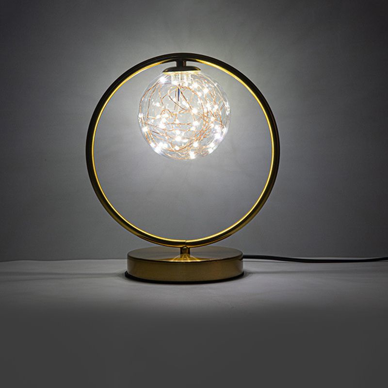Ball Clear Glass Table Lamp Modern Starry LED Nightstand Light for Living Room