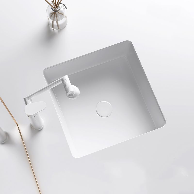 Modern Undermount Bathroom Sink Square Porcelain with Drain Assembly Vessel