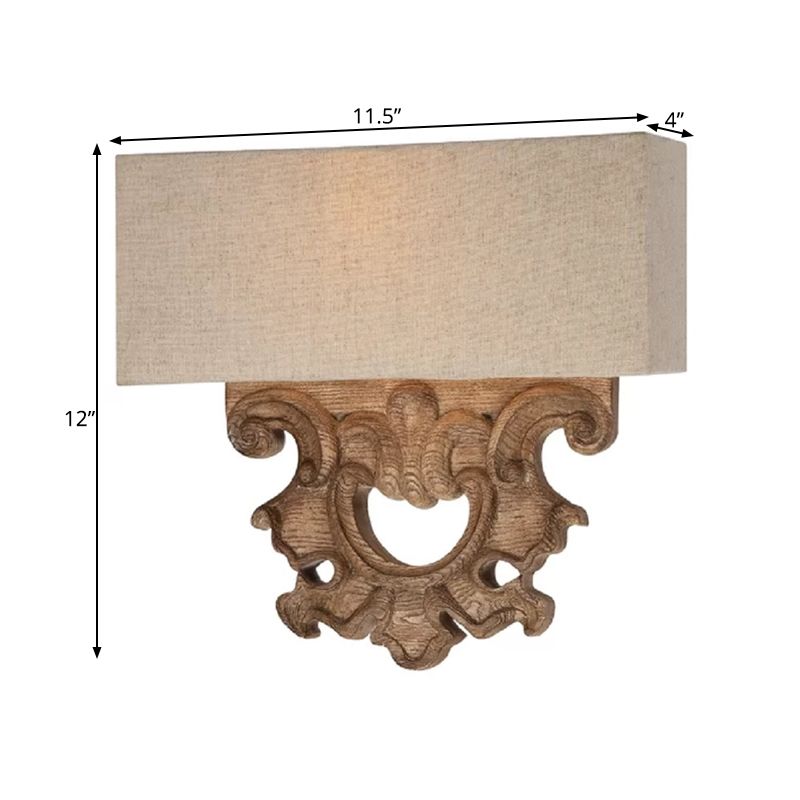 12"/23" Height Fabric White Wall Lamp Rectangle 1 Light Traditional Style Sconce Light Fixture