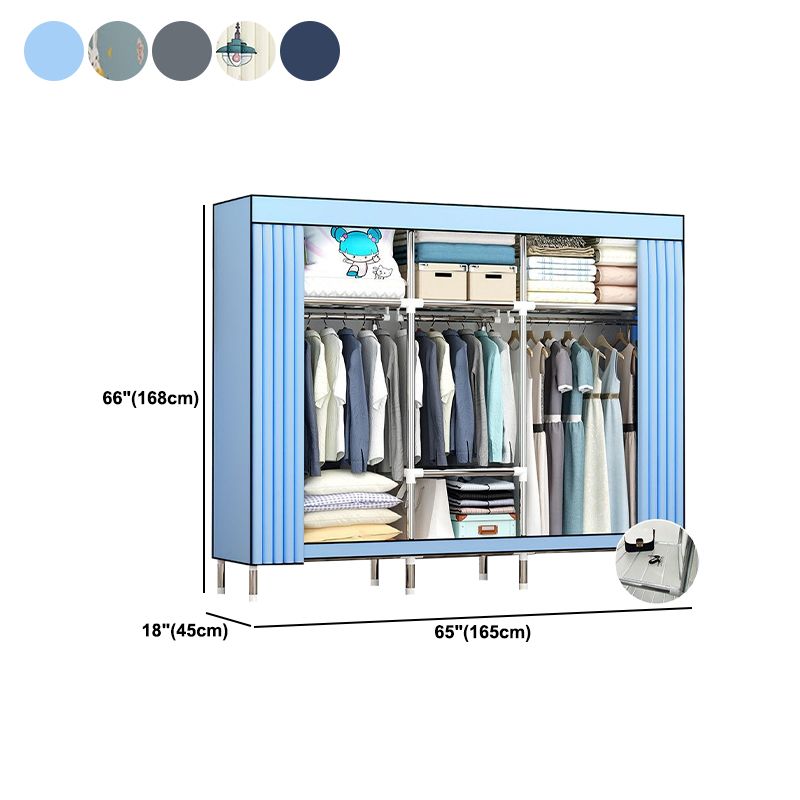 Contemporary Wardrobe Metal 1-Door Wardrobe Closet with Cloth Rod
