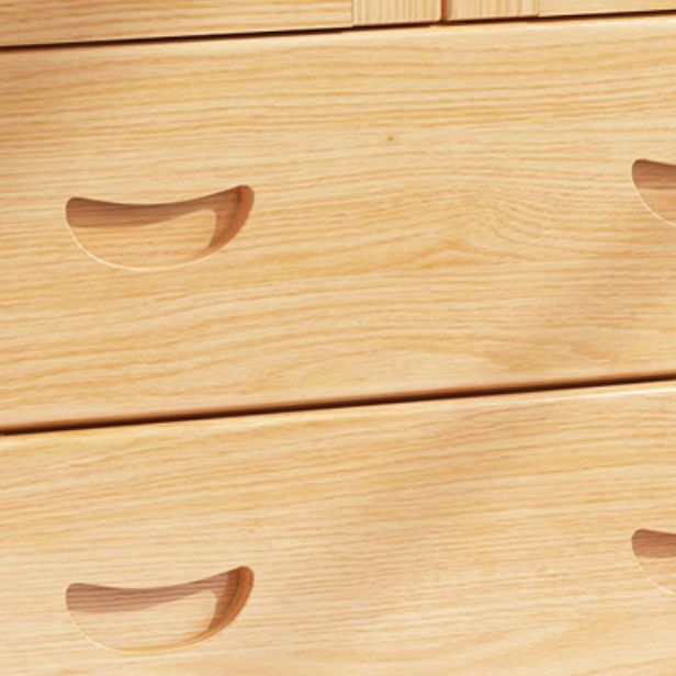Modern Natural Solid Wood Wardrobe Freestanding Wardrobe with Self Close Drawers