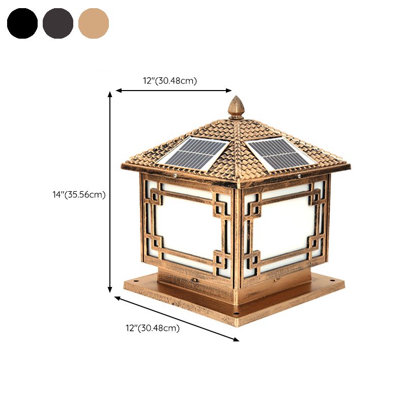 Contemporary Pillar Lighting Fixture Creative LED Solar Lamp for Backyard