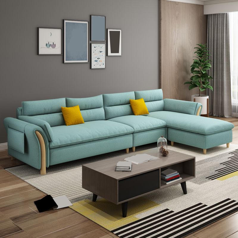 35.43" Tall Modern Linen Sectional Flared Arm Sectional for Living Room