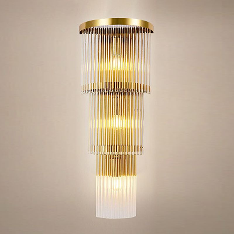 Modern Style Tiered Wall Sconce Crystal Sconces for Living Room