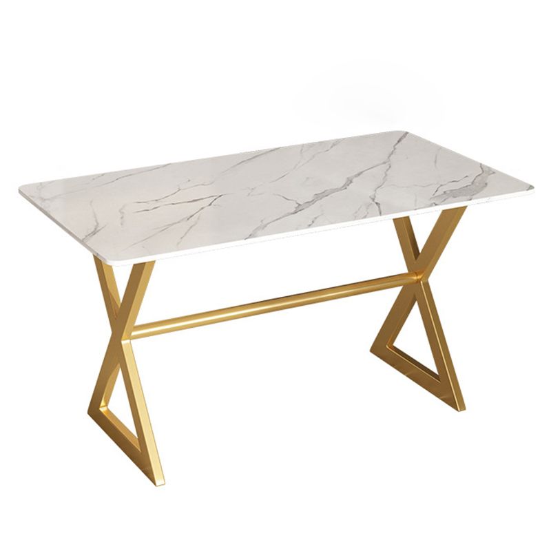 Rectangular Stone Dining Table Home Luxury Furniture with Double Pedestal in Matte Finish