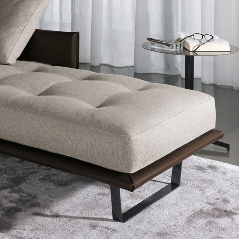 Contemporary Tufted Cotton Blend Chaise Lounge with Square Arm and Extra 2 Pillows