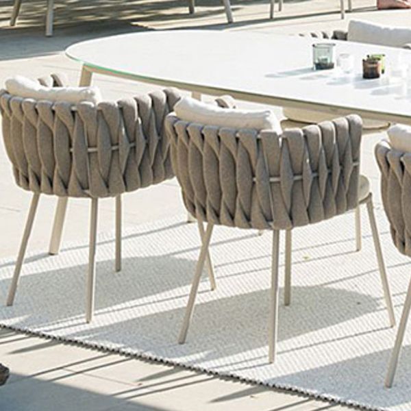 Stone and Metal Patio Dining Sets Boho 1/7 Pieces Dining Table Set