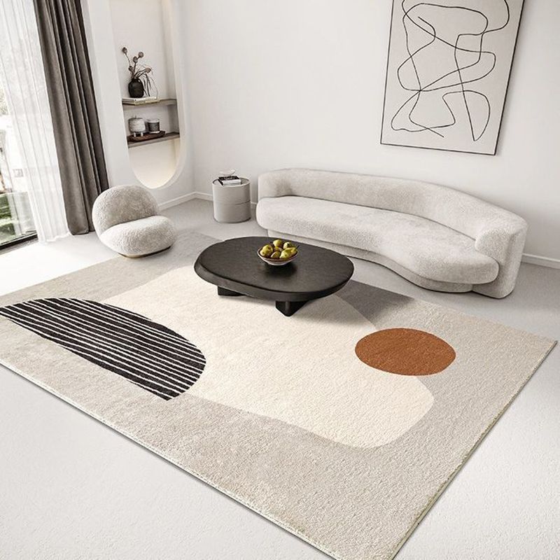 Gray Modern Rug Polyester Irregular Fringe Rug Washable Rug for Living Room