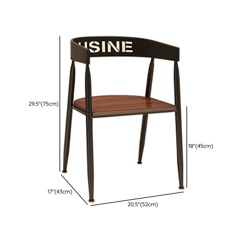 Contemporary Kitchen Dining Armchair Metal Side Dining Chairs in Black