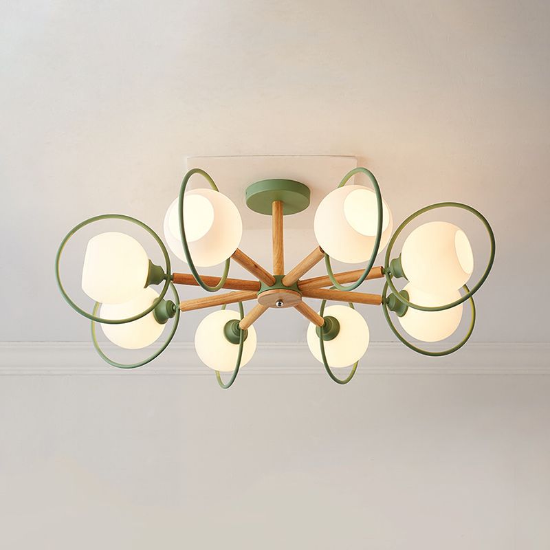 Dining Room Circle Hanging Lights Iron 8 Lights Modern in Green Hanging Pendant Fixture