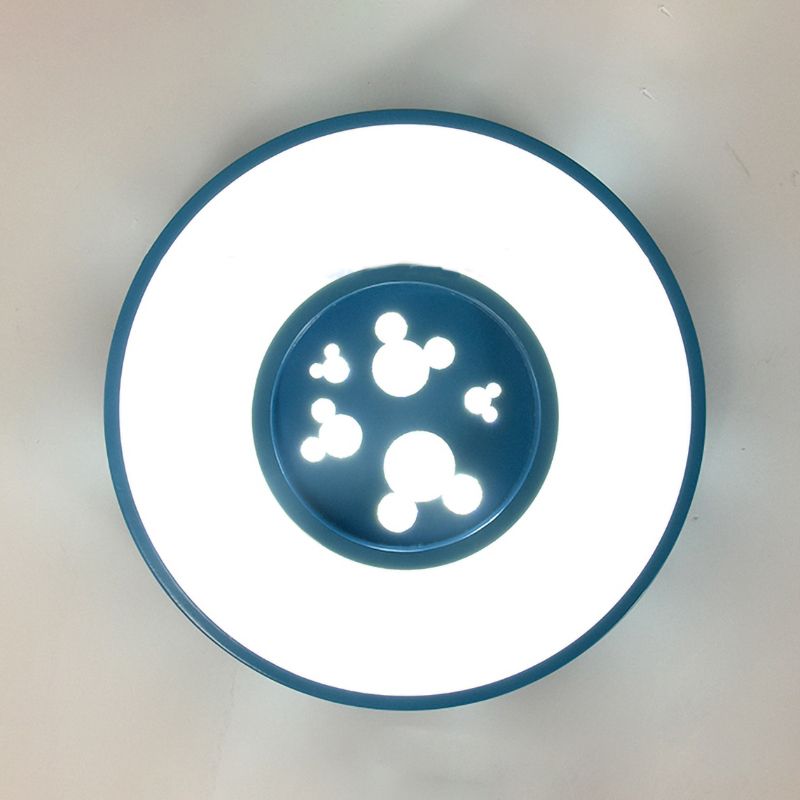 Cartoon Candy Colored Ceiling Fixture Round Metal Ceiling Mount Light with Mouse for Teen