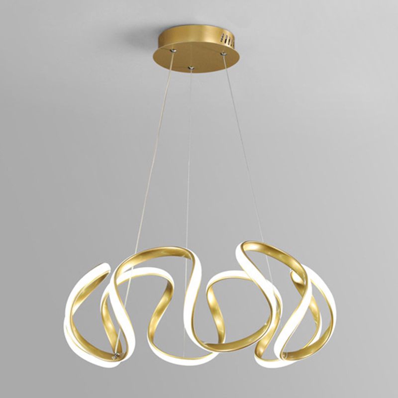 Luz de colgante lineal LED de aluminio en una lámpara de araña de hierro forjado de estilo minimalista moderno con sombra acrílica