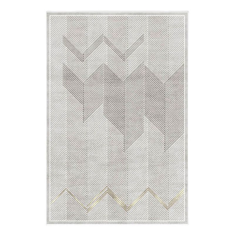 Grey Modern Rug Polyester Striola Area Rug Stain Resistant Rug for Living Room