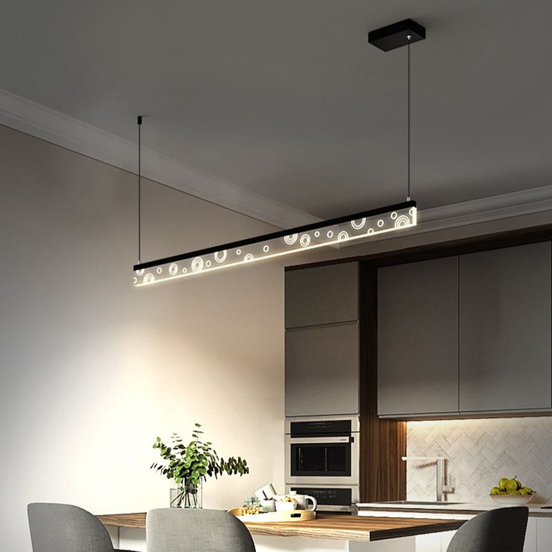 Minimalist Circle Print Suspension Lamp Aluminum Dining Room LED Island Light