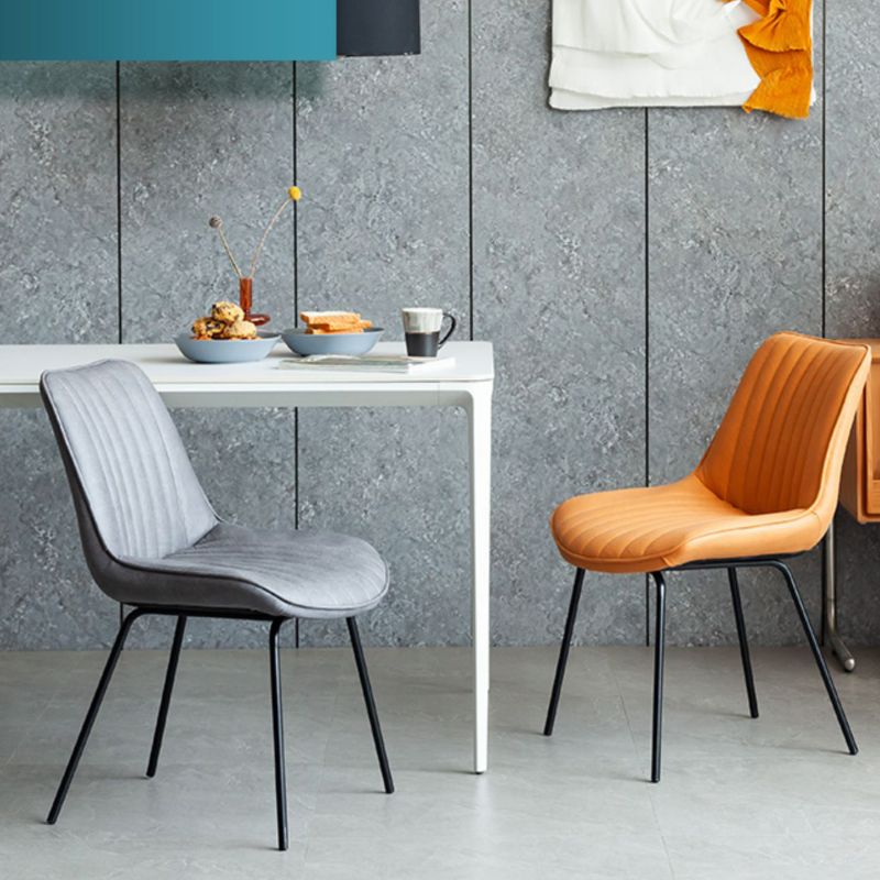 Glam Style Side Chair Faux Leather Gold Frame Dining Chair for Home