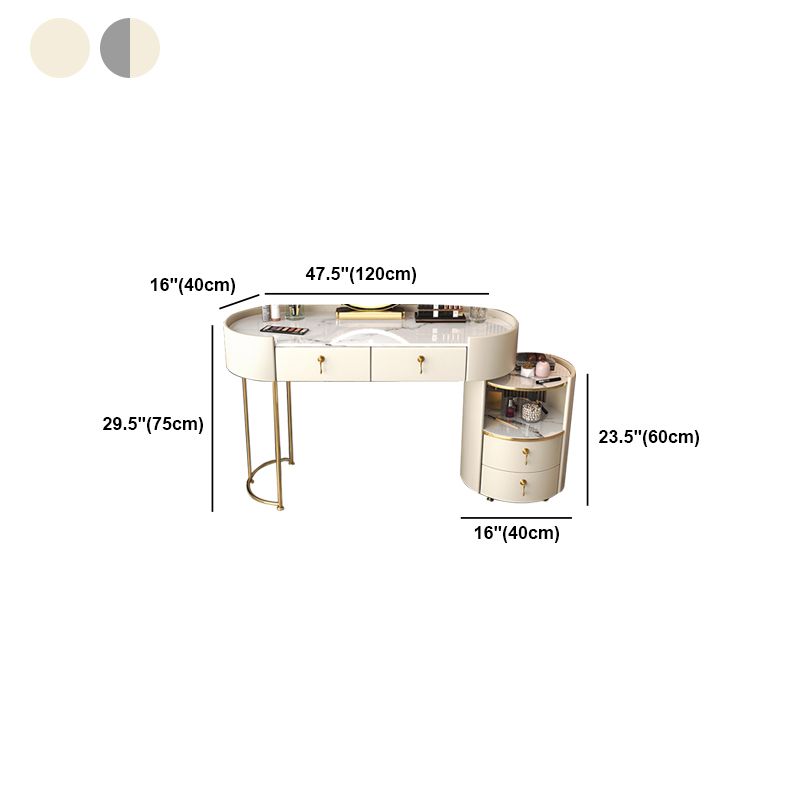 Glam Style White Dresser with Drawers and Stool Set for Bedroom
