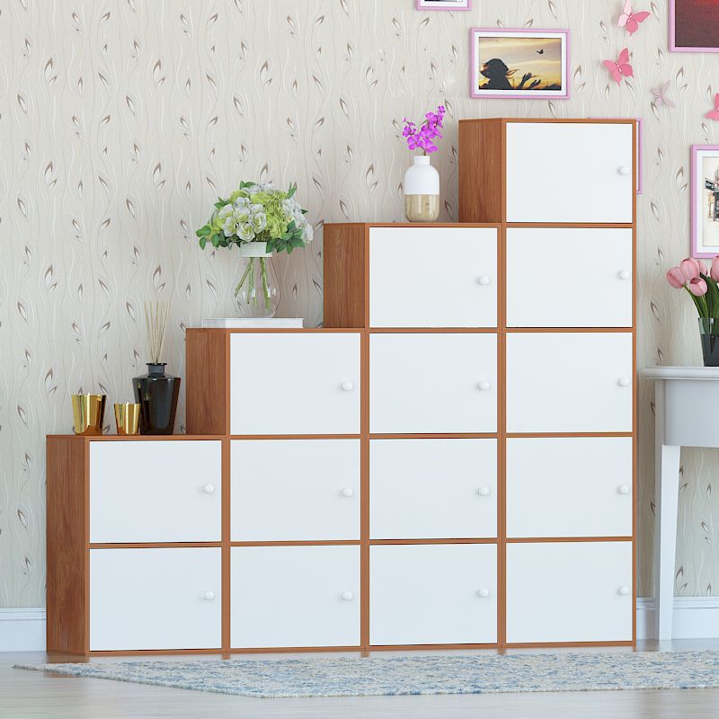 Manufactured Wood Standard Bookcase Contemporary Vertical Shelf with Cabinets