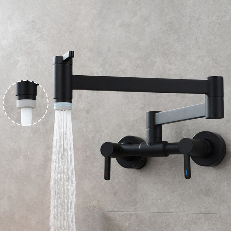 Modern Pull Down 2-Handle Pot Filler Low Profile Wall-mounted Faucet