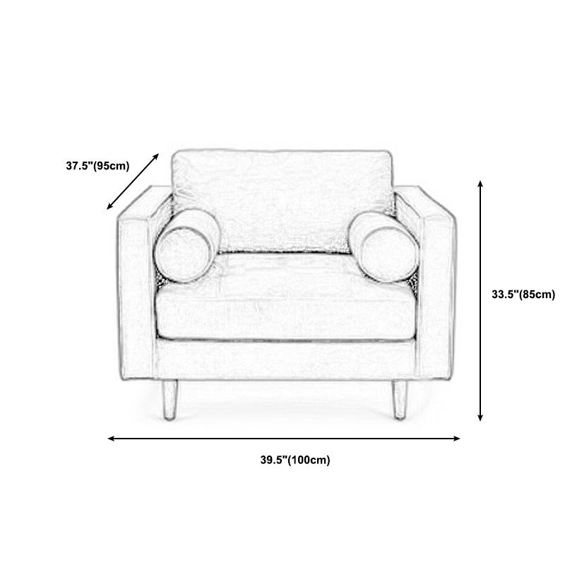 Faux Leather Modern Sofa 37.7"W Square Arm Sofa with 2 Pillows for Living Room