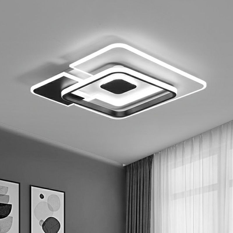 Rechthoekige inbouwlamp Minimalisme Metalen woonkamerplafondlamp in zwart en wit