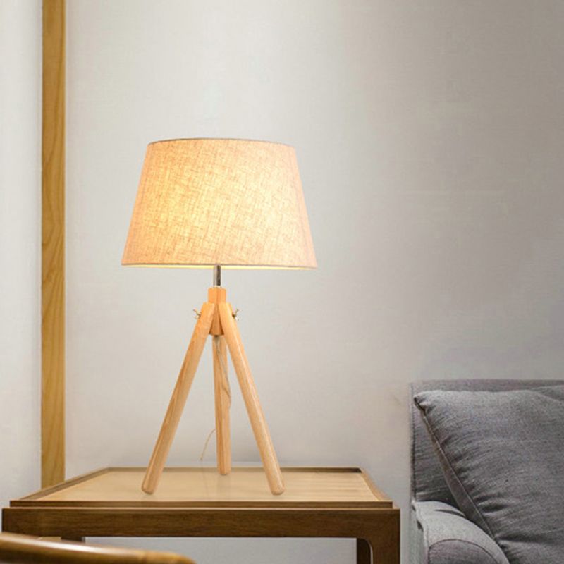 1 tête de salle à manger lampe de bureau gris / blanc / lin de table de lin moderne avec une large teinte en tissu poussée