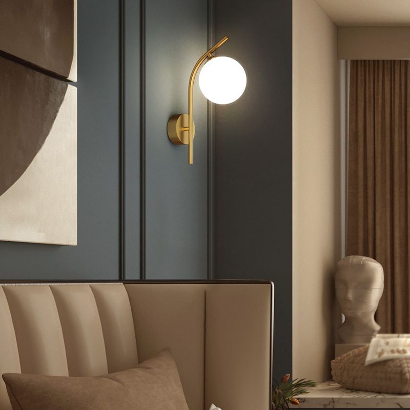 1 Light Ball Wall Sconces Modern Style Glass Wall Mounted Lamps
