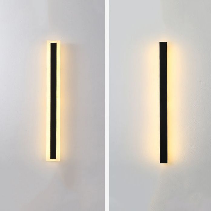 Metal Linear Shape Wall Light Modern Single Light Wall Mount Fixtures in Black