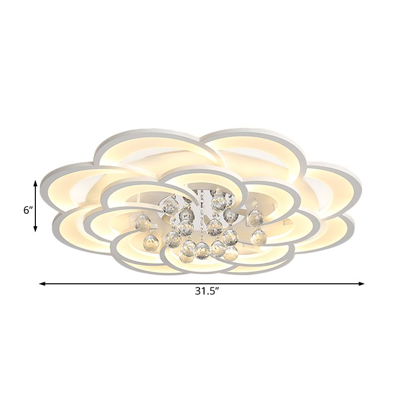 Acrylic Flower LED Flush Mount Modern 20.5"/27"/31.5" Wide Ceiling Light Fixture in Warm/White Light for Living Room
