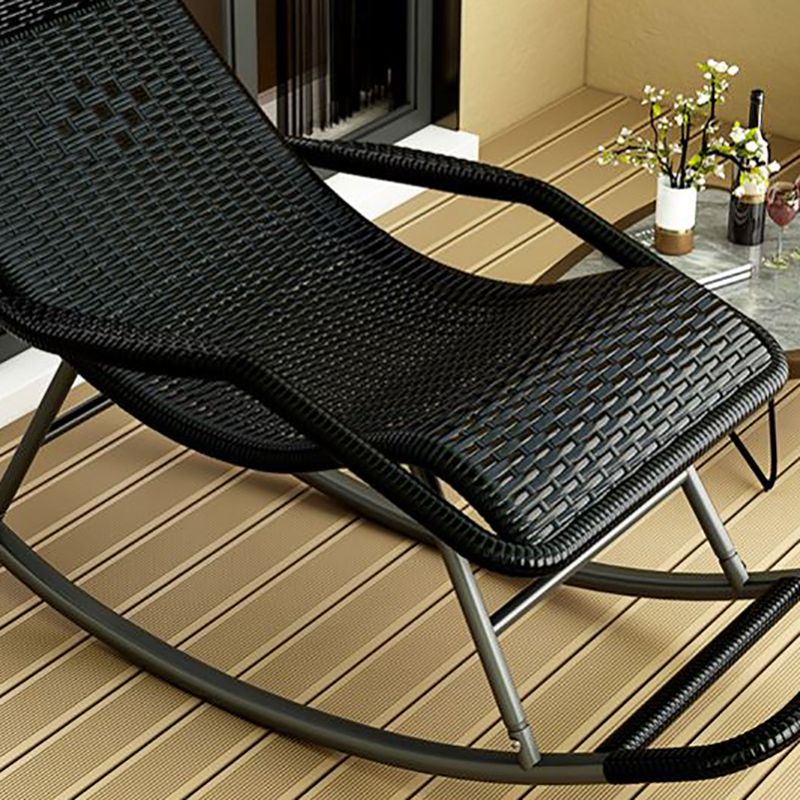 Modern Recliner Chair Color Block Rattan Rocker Chair with Dark Legs